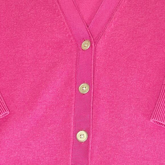 Talbots Knit Cardigan Sweater Women's M | Fuchsia Pink | 3/4 Sleeve Lightweight - Picture 5 of 11